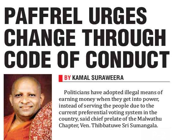  PAFFREL URGES CHANGE THROUGH CODE OF CONDUCT