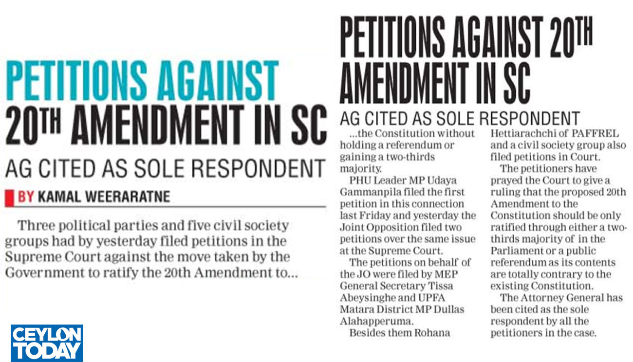 PETTIONS AGAINST 20TH AMENDMENT IN SC