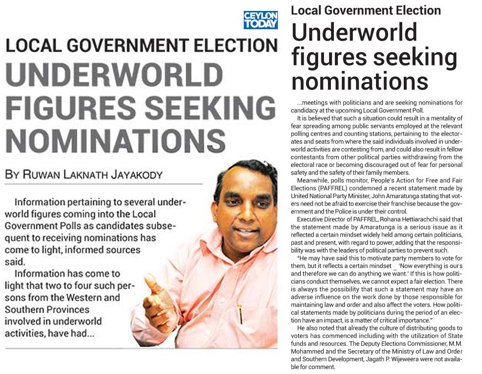 Underworld Figures Seeking Nominations